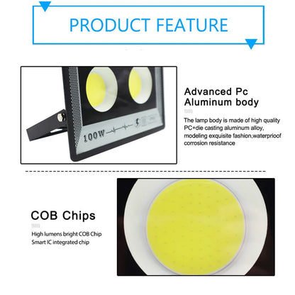 LED Flood Light - 50W-500W IP65 Waterproof Outdoor Spotlight for Garden, Street & Security Lighting