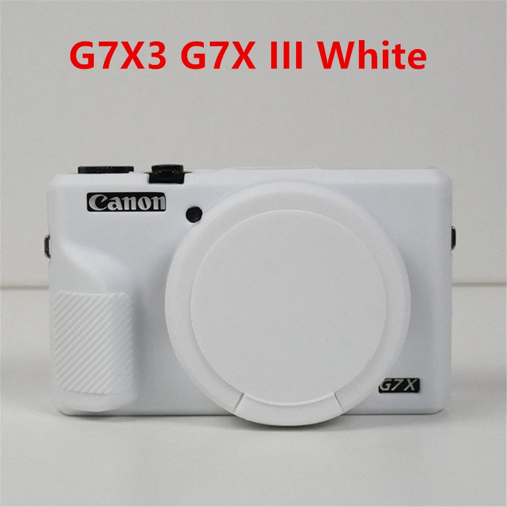 Canon G7X Silicone Camera Case - Soft Rubber Shockproof Body Cover with Lens Cap for G7X Mark II III G7XII G7X2 G7XIII G7X3