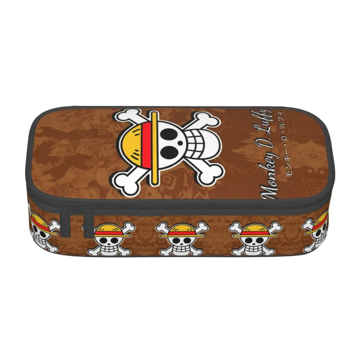 Cute Custom One Piece Pencil Case – Large Capacity Straw Hat Pirates Skull Stationery Bag for Boys & Girls
