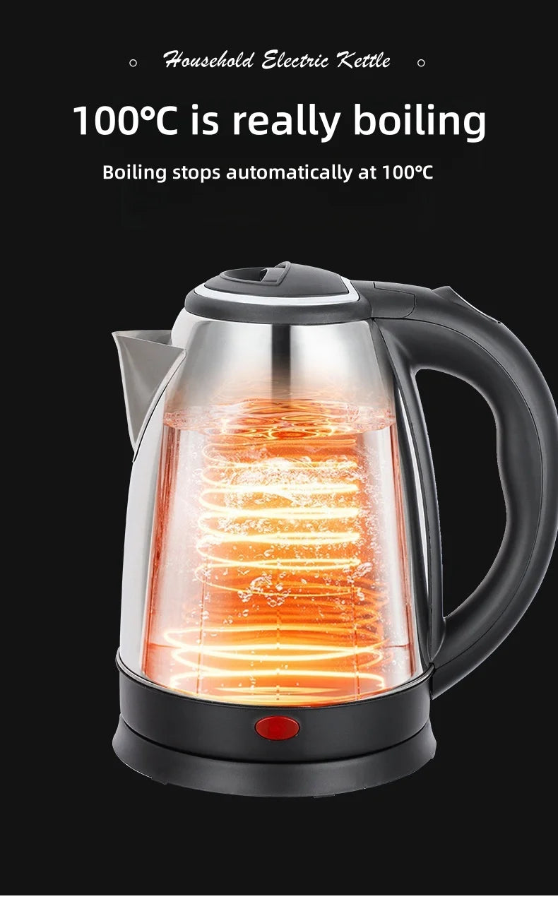 2L Travel Electric Kettle | Stainless Steel Portable Water Boiler for Tea & Coffee