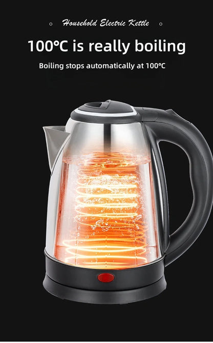 2L Travel Electric Kettle | Stainless Steel Portable Water Boiler for Tea, Coffee & Kitchen
