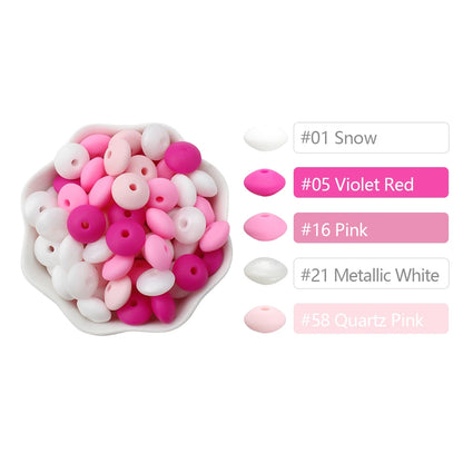 100/50/20Pcs Silicone Lentil Beads - 12mm BPA Free Loose Spacer Beads for DIY Jewelry Making Bracelets Necklaces Keychains
