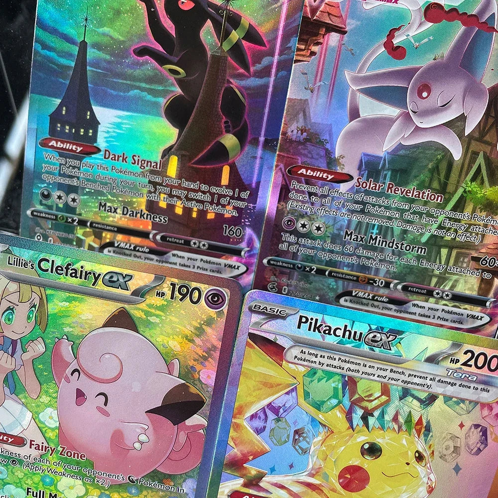 Anime PTCG Trading Cards - Vaporeon Clefairy EX Gengar VMAX Holographic Collectible Cards