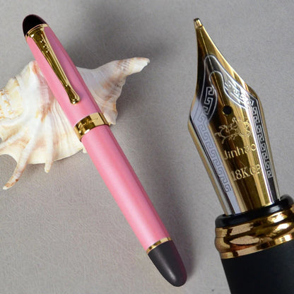 IRAURITA JINHAO X450 Fountain Pen – Dark Green & Golden, 18KGP 0.7mm Broad Nib, Full Metal, 21 Colors with Ink