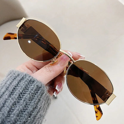 Fashion Oval Retro Sunglasses for Women – Classic Metal UV400 Goggles, High-Quality Outdoor Eyewear for Men & Women