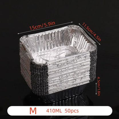 50pcs Disposable Aluminum Foil Pans – Various Sizes for Cooking, Baking, Heating, Storing & Food Prep