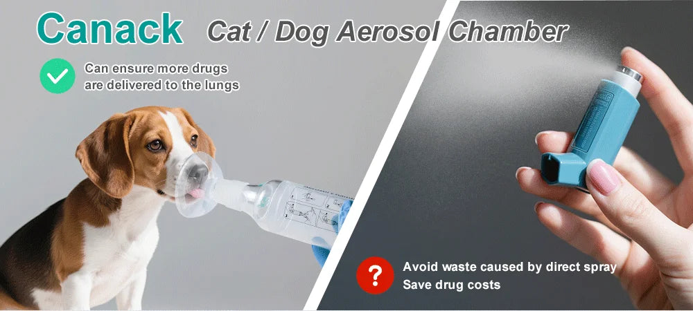 Cat & Dog Aerosol Chamber Inhaler — Portable Pet Spacer with Breathing Indicator Silicone Mask for Veterinary Use