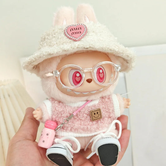 Cute 17cm Labubu Doll Clothes Set - Classic Dress Outfit & Accessories for V2 Mini Dolls, Girl Kid Gift