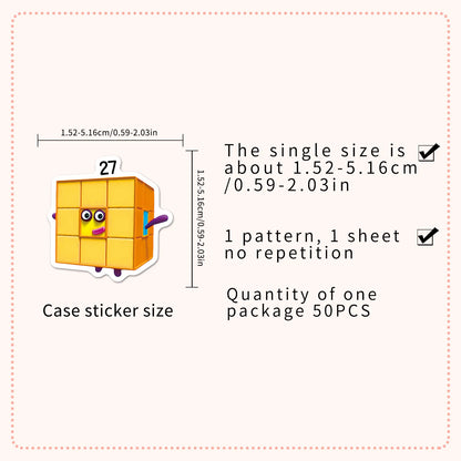 50/100-Piece Number Sticker Set - Aesthetic DIY Vinyl Decals for Laptops, Scrapbooks, Luggage, Guitars & Helmets