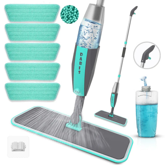 360° Rotation Magic Floor Cleaning Sweeper Broom: Flat Spray Mop with Microfiber Pads for Home Cleaning - Convenient Spin Mop Solution