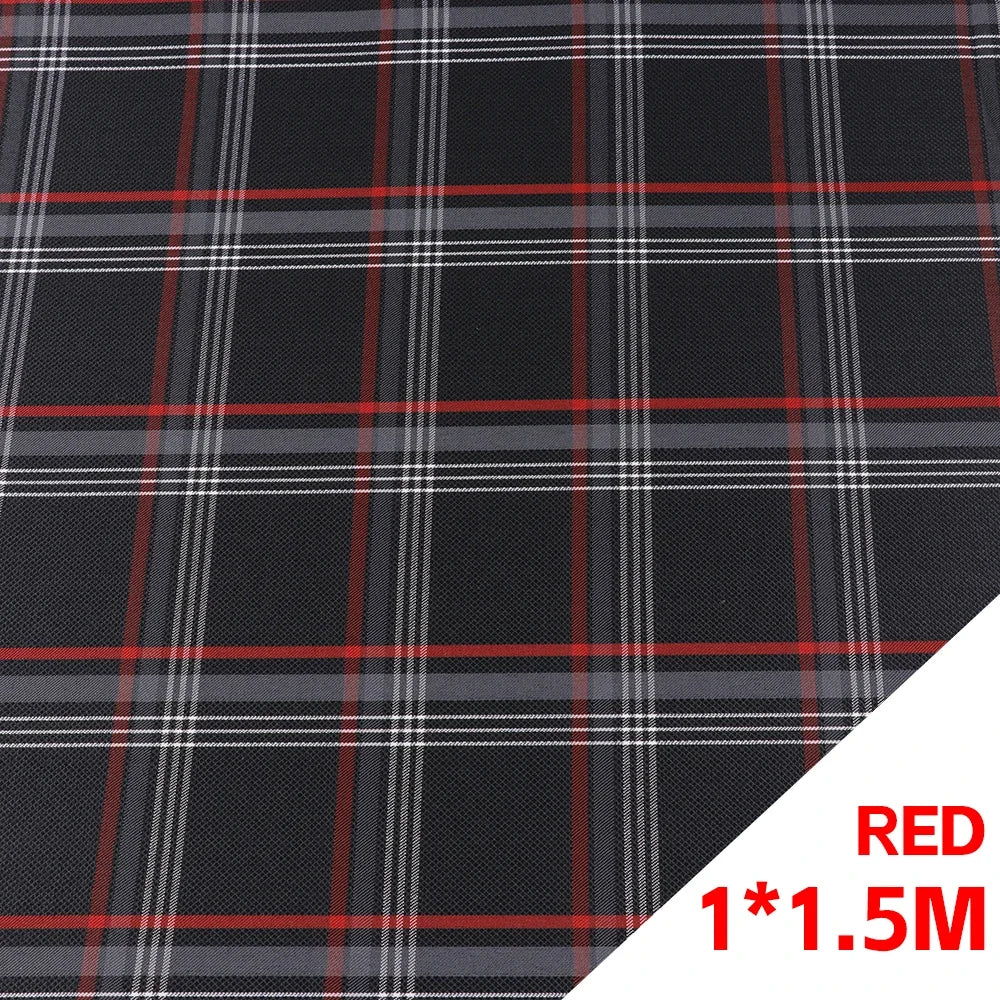 JDM Plaid Car Seat Cover Fabric - 1 × 1.5M Vintage Classic Interior Upholstery Cloth