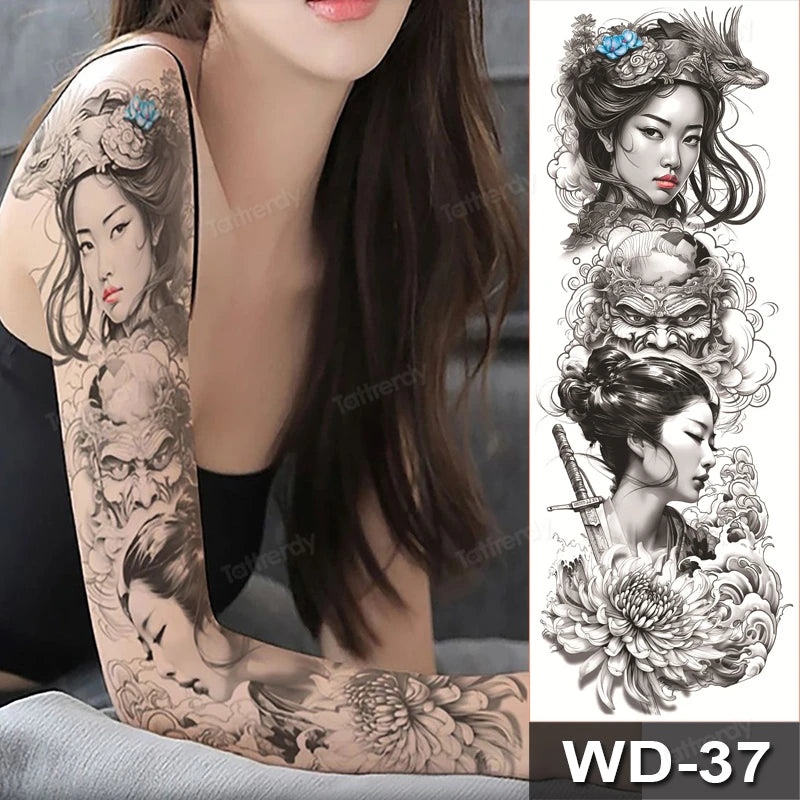 Large Temporary Leg Tattoos for Women - Sexy Animal & Anime Skull Water Transfer Body Art Stickers