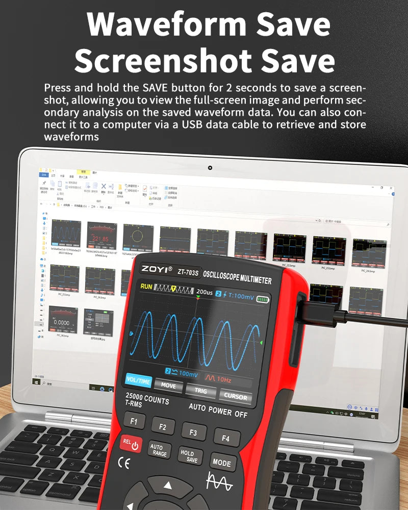ZOYI 703S Handheld Oscilloscope Multimeter – Dual-Channel 3-in-1 Auto Repair Tool with Color Screen