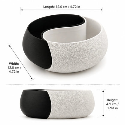 3D Printed Yin-Yang Storage Bowl - Double Compartment Jewelry Tray & Key Holder for Desk Decor