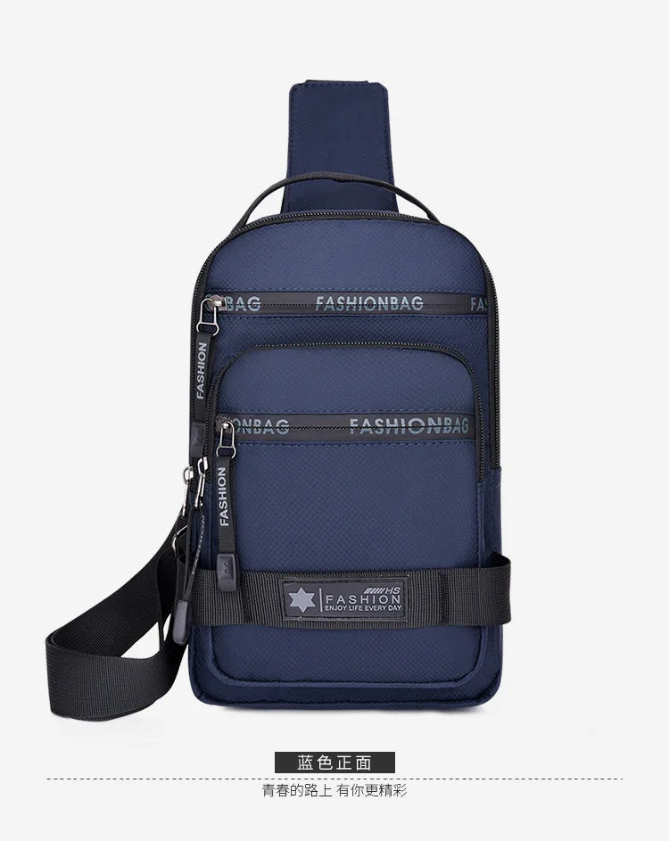 Men’s Chest Bag – Large Capacity Lightweight Nylon Crossbody Shoulder Backpack for Travel, Korean Style