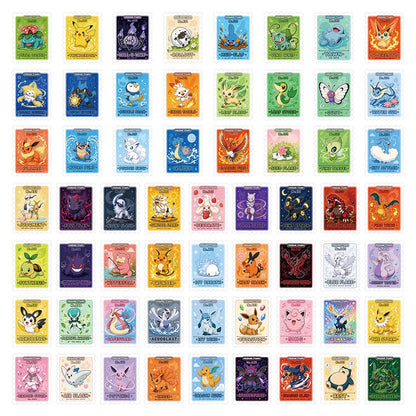 60PCS Pokémon Anime Stickers - Cute Scrapbooking Decals for Laptops, Notebooks & Suitcases