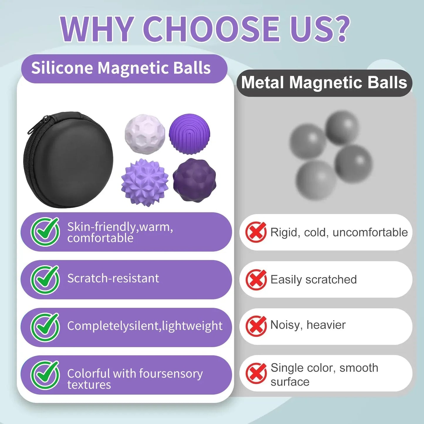 Silicone Magnetic Sensory Fidget Balls – Anxiety Relief Worry Stress Toys for Autism, Kids & Adults Calming Sensory Toy