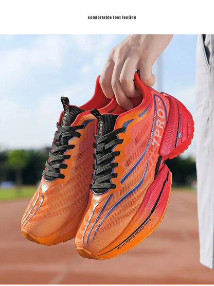 New Men's Carbon Plate Sneakers – Outdoor Soft Sole Mesh Sports Shoes, Lightweight Anti-Slip Running Shoes, Casual Couple Tennis Shoes
