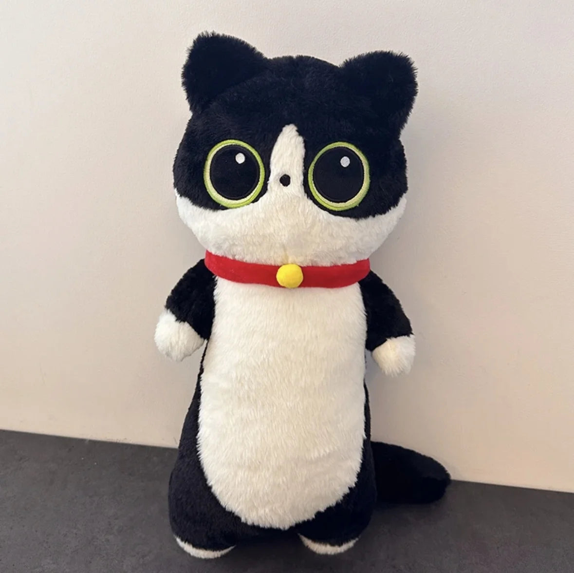 Kawaii Siamese Cat Plush Toy – Long Oblong Orange & Black Kitten Nap Pillow for Kids, Bed Decor & Hug Cushion