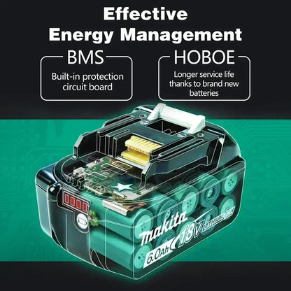Genuine Makita 18V Battery – 6Ah/5Ah/3Ah Rechargeable for Drill DGA404, DDF487, DTW700, DTD173, HR410D, DJV182, LXT400