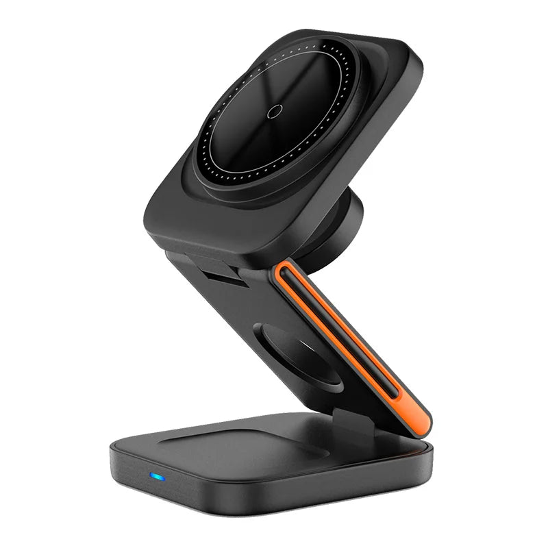 3-in-1 Foldable Magnetic Wireless Charging Station – Fast Charger Stand for iPhone 17–12, Apple Watch & AirPods Pro