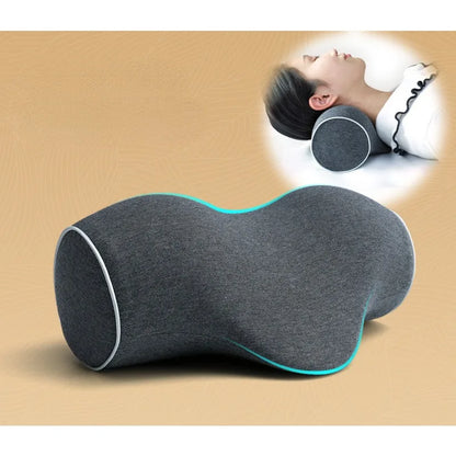 Cervical Spine Pillow - Antiarch Traction Pillow with PU Memory Foam Core, Pure Cotton Cover, Portable Neck Support Pillow