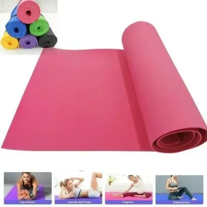 4MM Yoga Mat 173x61cm – Non-Slip, Odorless Pilates & Fitness Exercise Mat with Carry Strap