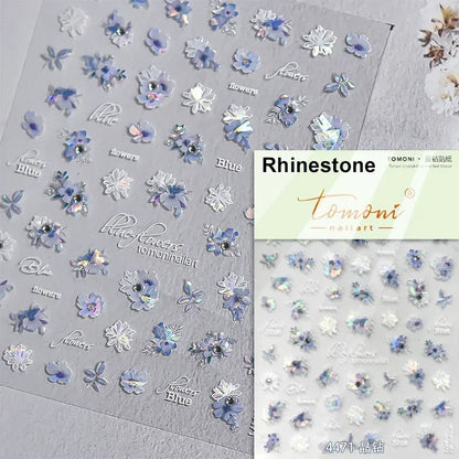 Floral Nail Art Stickers - White Rose Lily Daisy Peony Cherry Blossom & Magnolia Manicure Decals for DIY Nails