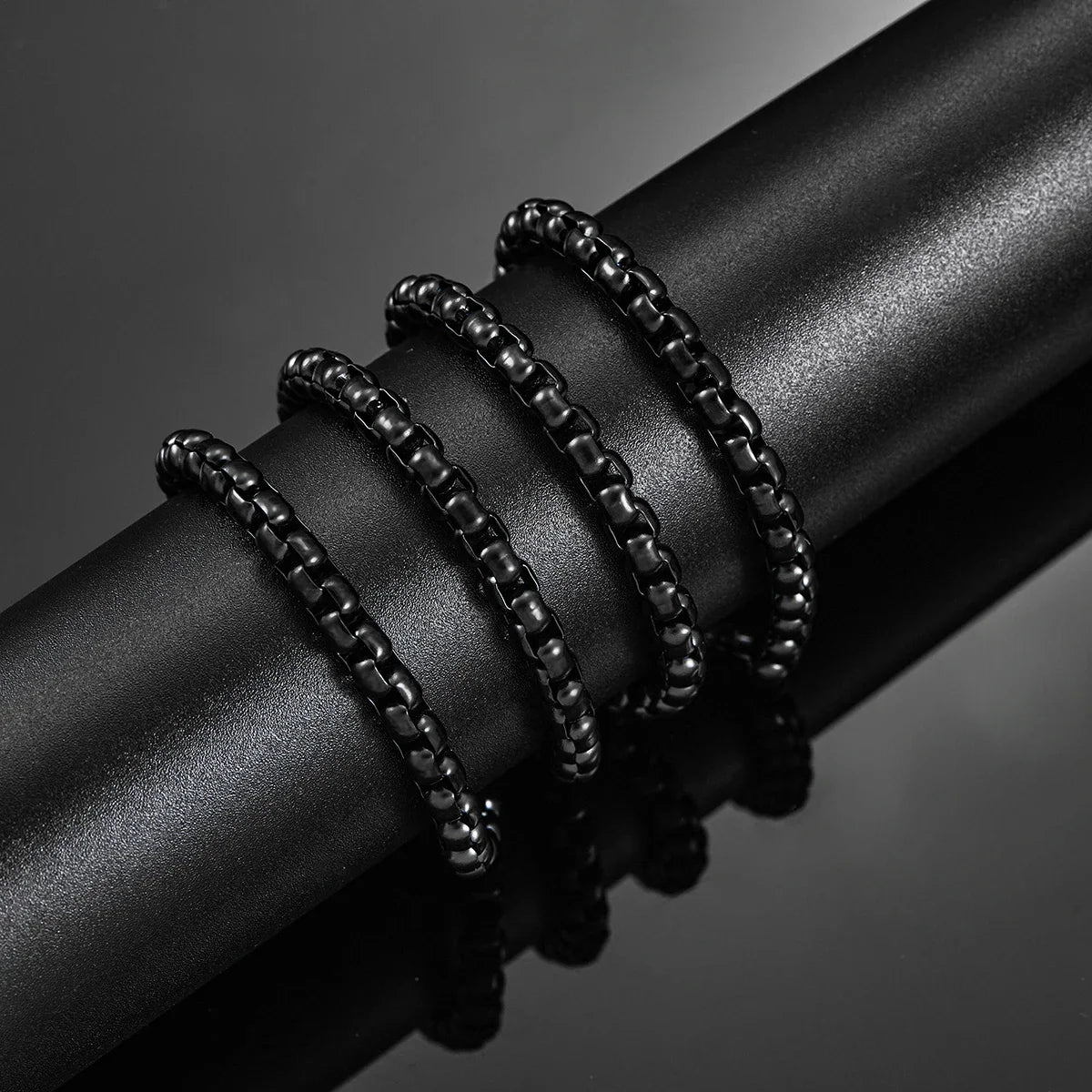 HIYEE Stainless Steel Box Link Chain Necklace - Classic Curb Design in Black | 2mm/3mm/4mm/5mm for Men & Women | DIY Gift