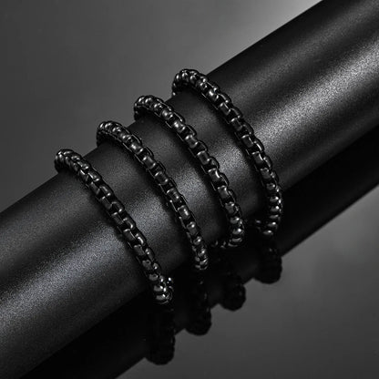 HIYEE Stainless Steel Box Link Chain Necklace - Classic Curb Design in Black | 2mm/3mm/4mm/5mm for Men & Women | DIY Gift