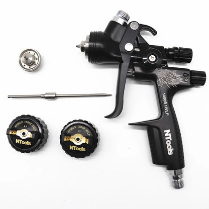HVLP Spray Gun with Adapter & Mix Tank — 1.3mm & 1.7mm Nozzles for Car Painting, Water-Based Air Spray Gun