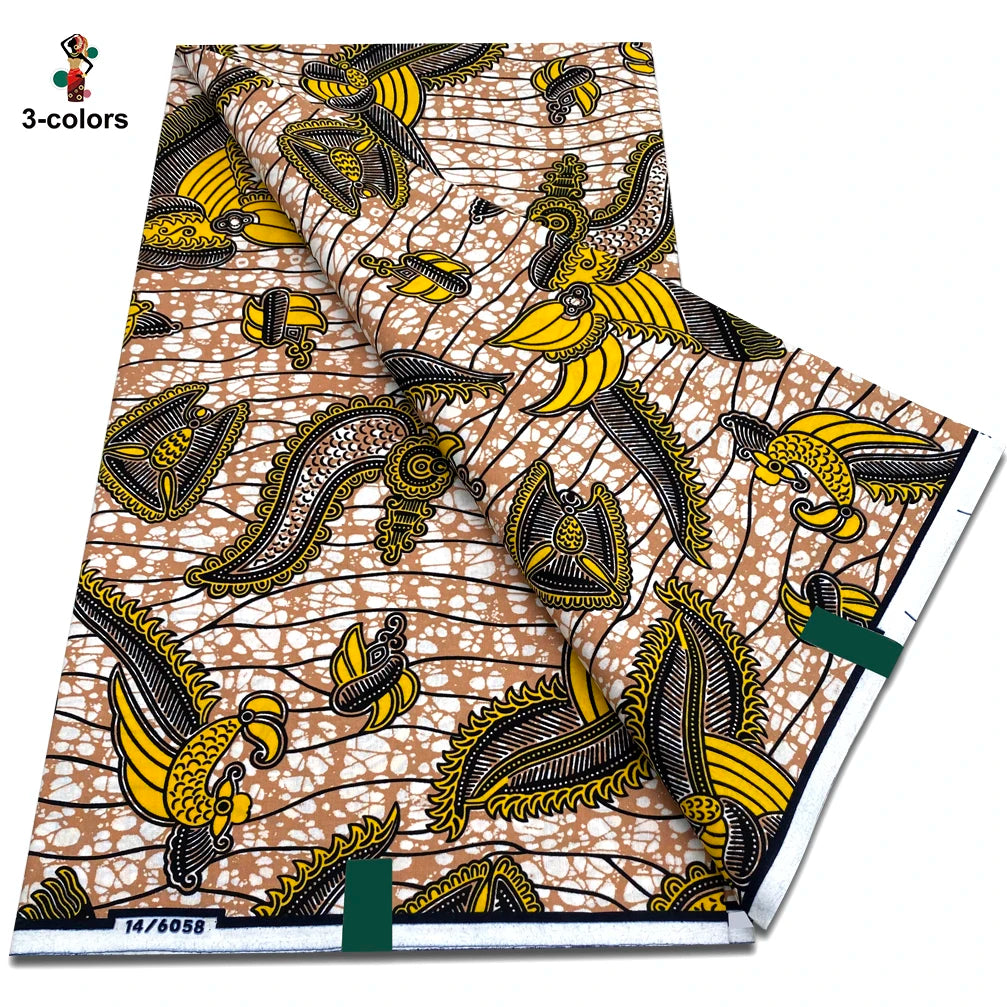 Newest African Ankara Wax Fabric - 100% Cotton Soft Dutch Hollandais Pagne Print for Dresses & Sewing