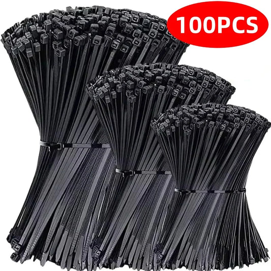 100PCS Nylon Cable Ties - Self-Locking Adjustable Wire Zip Ties for Home Office Cable Management