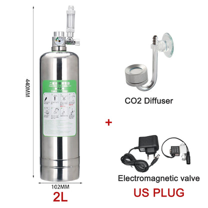 Aquarium CO2 Generator System Kit – Stainless Steel CO2 Cylinder & Carbon Dioxide Reactor for Plants & Fish