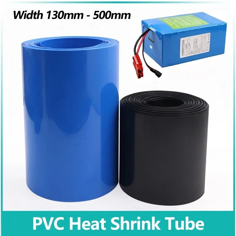 1M/2M/5M 18650 Battery PVC Heat Shrink Tube – 130–500mm Insulated Film Wrap Cable Sleeve for Lithium Battery Packs