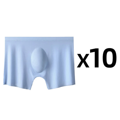 Men’s 10-Pack Ice Silk Boxers – Ultra-Thin Seamless Breathable Summer Underwear Shorts Set