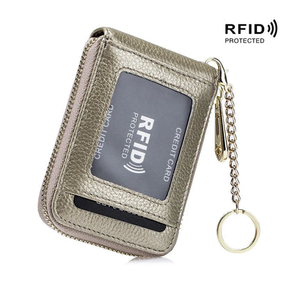 RFID Blocking Card Holder Wallet – Mini Zipper ID & Bus Card Case with Anti-Theft Protection for Keys & Cards