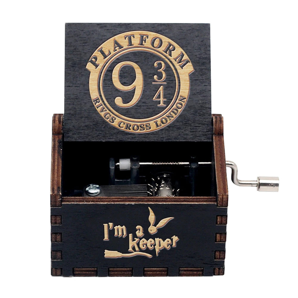 Hand-Cranked Wooden Music Box - Vintage Carved Musical Keepsake for Christmas, Birthdays, and Special Gifts