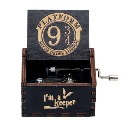 Hand-Cranked Wooden Music Box - Vintage Carved Musical Keepsake for Christmas, Birthdays, and Special Gifts