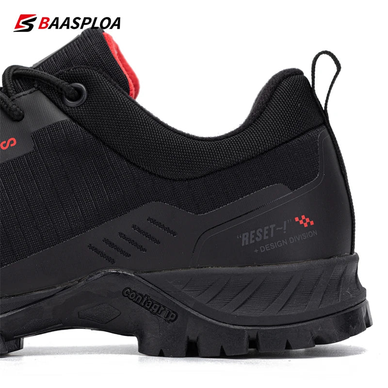 Baasploa Men's Waterproof Hiking Shoes – Anti-Skid, Wear-Resistant Outdoor Sneakers for Travel & Sports