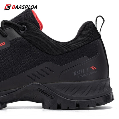 Baasploa Men's Waterproof Hiking Shoes – Anti-Skid, Wear-Resistant Outdoor Sneakers for Travel & Sports