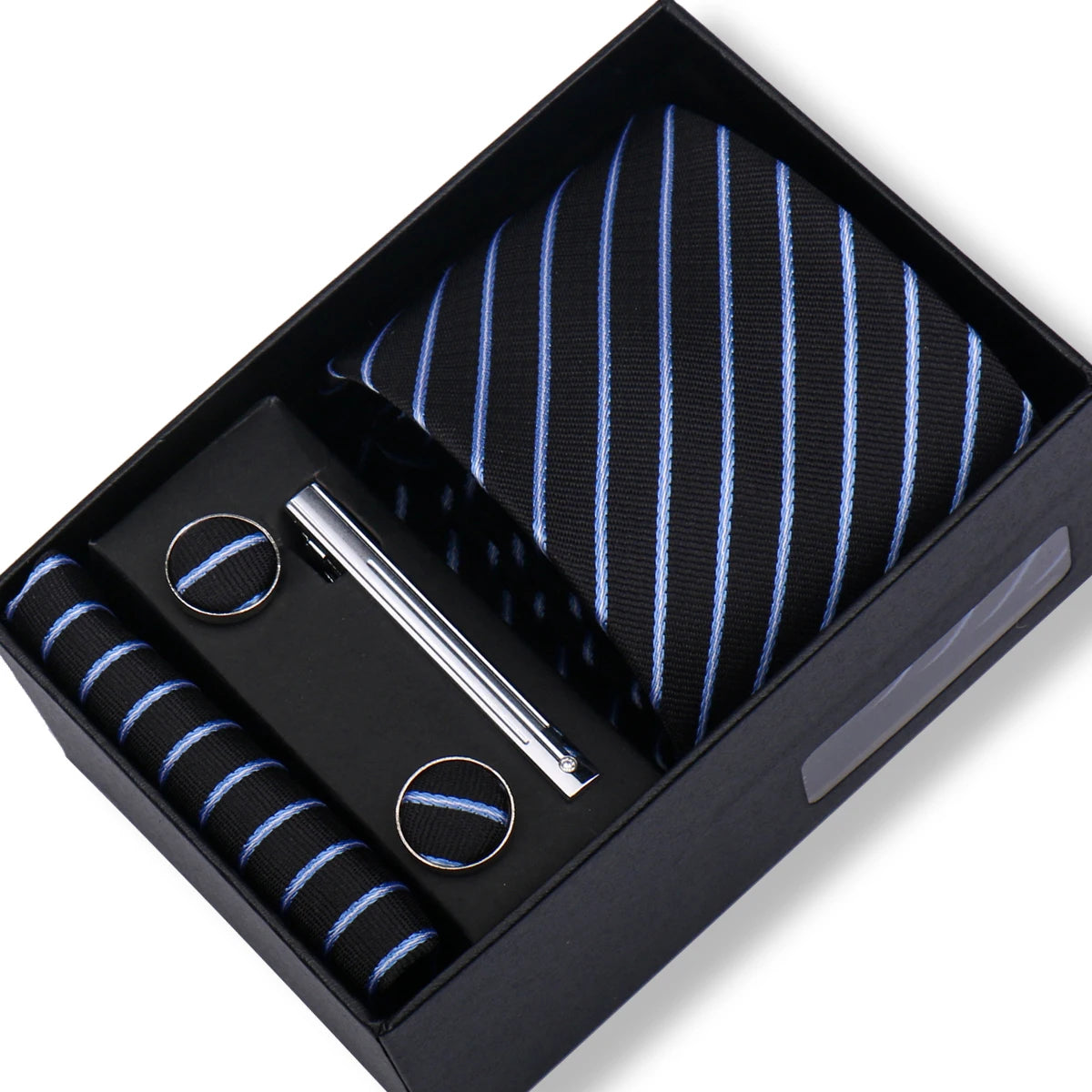Men’s Green Business Tie Set - Premium Necktie with Hanky, Cufflinks & Tie Clip Gift Box for Wedding Formal Wear