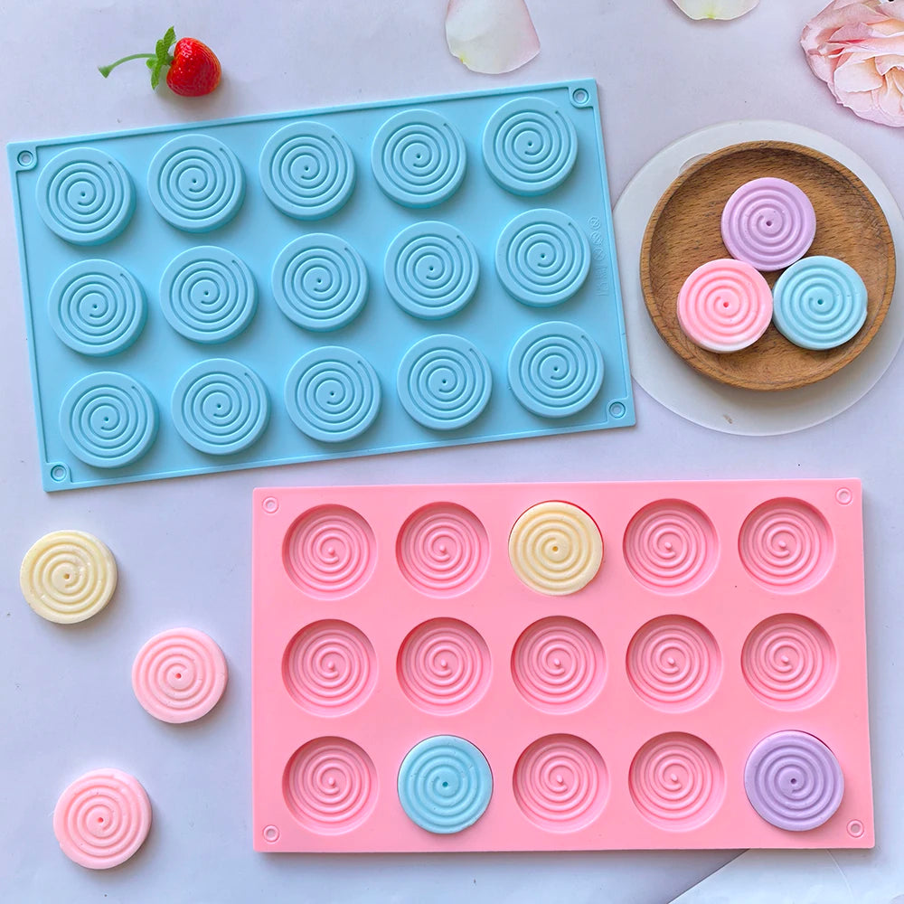 15-Hole Spiral Silicone Mold – Non-Stick Baking Tray for Mousse Cakes, Ice Cream, Pudding, Brownies, Gummies & Jelly Desserts