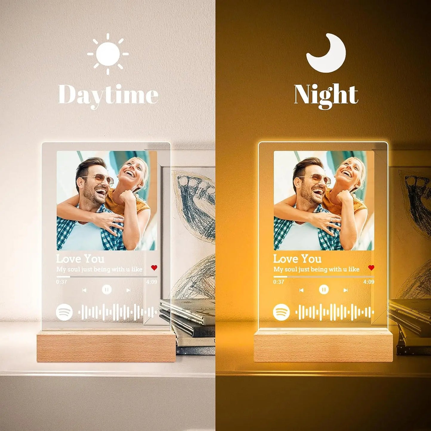 Customized Spotify Music Plaque – Personalized Acrylic Photo Frame Lamp for Anniversary, Birthday & Romantic Gifts