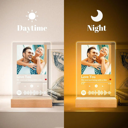 Customized Spotify Music Plaque – Personalized Acrylic Photo Frame Lamp for Anniversary, Birthday & Romantic Gifts