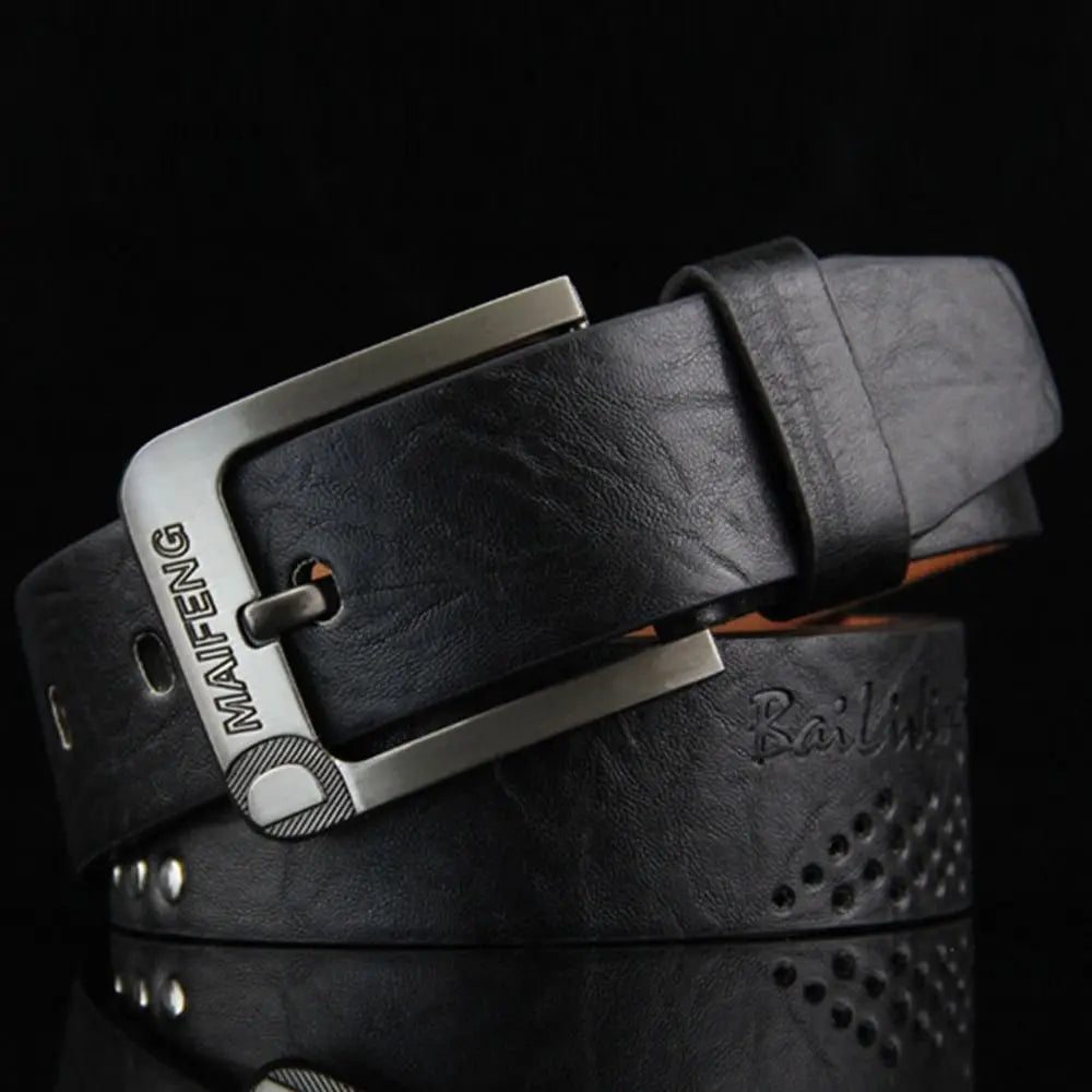 Simple Leather Men's Belt – Luxury Classic Buckle, High-Quality Alloy Vintage Cowboy Waistband for Business & Casual Use