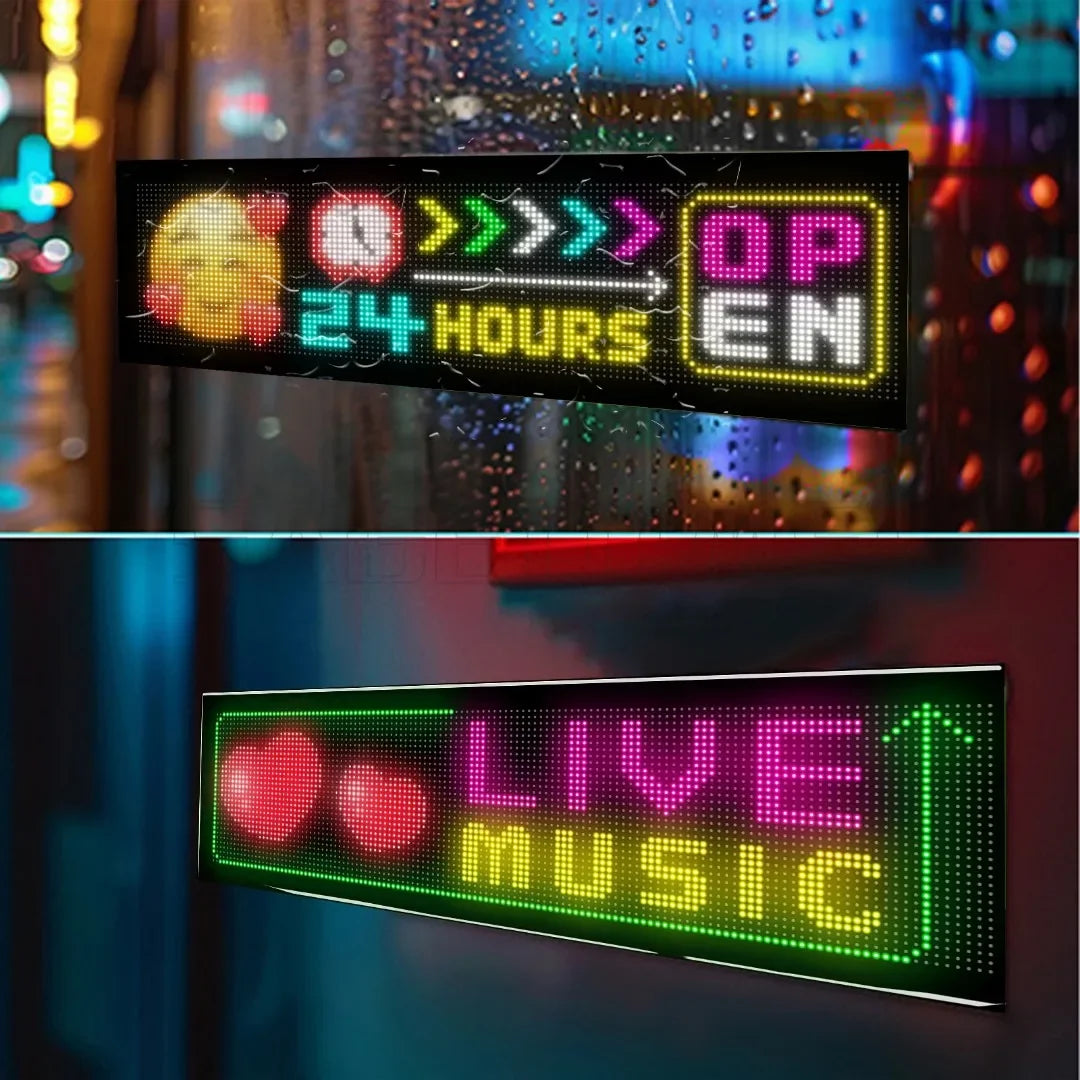 Double Row Programmable LED Matrix Display - App-Controlled Scrolling Text, Evil Eye Animation Sign for Cars, Trucks, and Parties