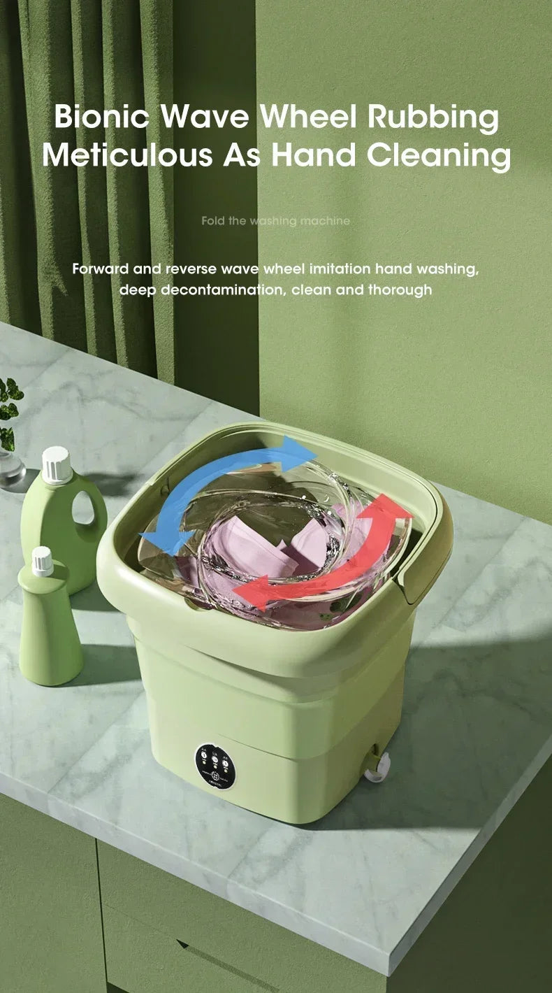Folding Washing Machine Bucket – Portable Clothes & Socks Washer for Travel, EU/US/UK Plug