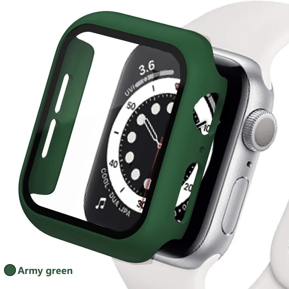 Tempered Glass Screen Protector Case for Apple Watch - Series 8 7 6 SE 5 4 3 Protective Cover Accessories 41mm 40mm 44mm 45mm 42mm