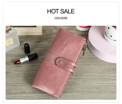 CONTACT'S Men’s Genuine Leather Clutch Wallet – Long Vintage Wallet with Card Holder, Zipper Coin Purse & Money Bag